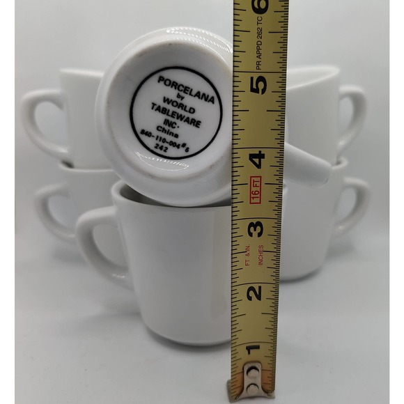 Set of 6 Porcelana Pure White Diner Coffee Tea Cups Mugs - Picture 4 of 7